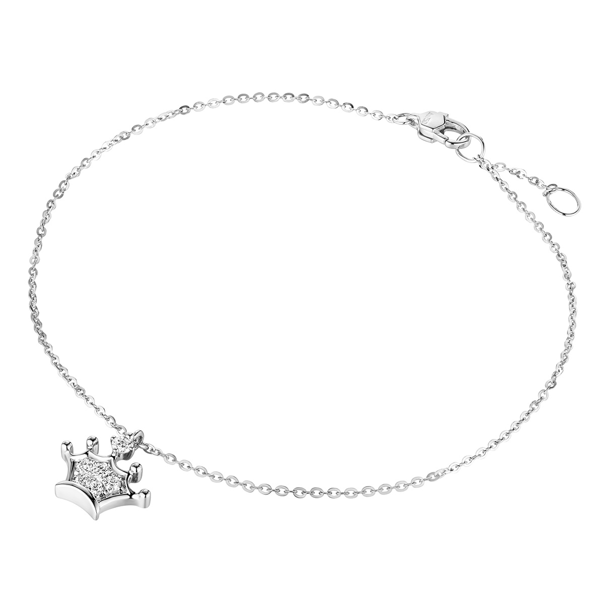 六福珠寶18K金手鏈 - “小皇冠”18K金(白色)鑽石手鏈