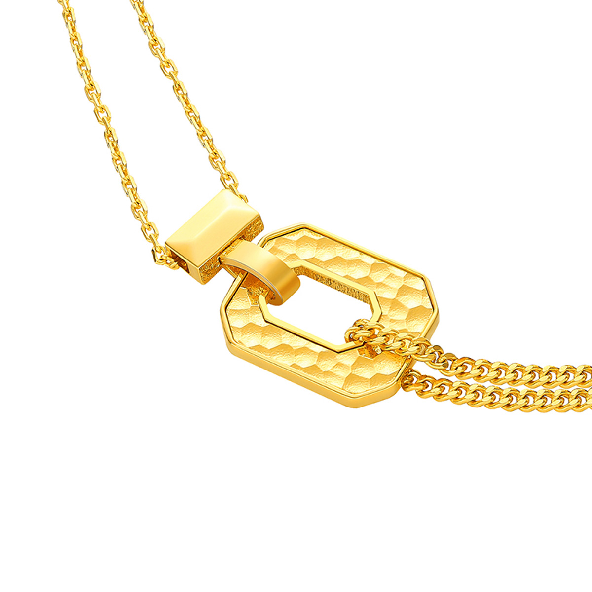 六福珠寶黃金手鏈 - "幽香小瓶"錘紋圖案990黃金手鏈