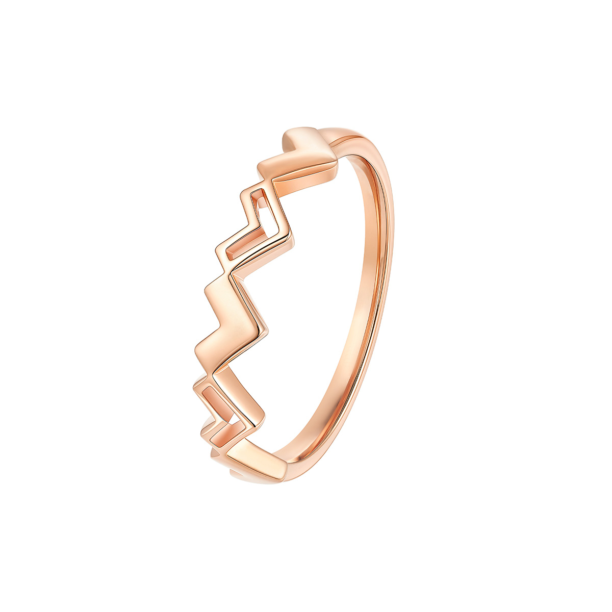 六福珠寶18K金戒指 - “折光心跳”18K玫瑰金戒指