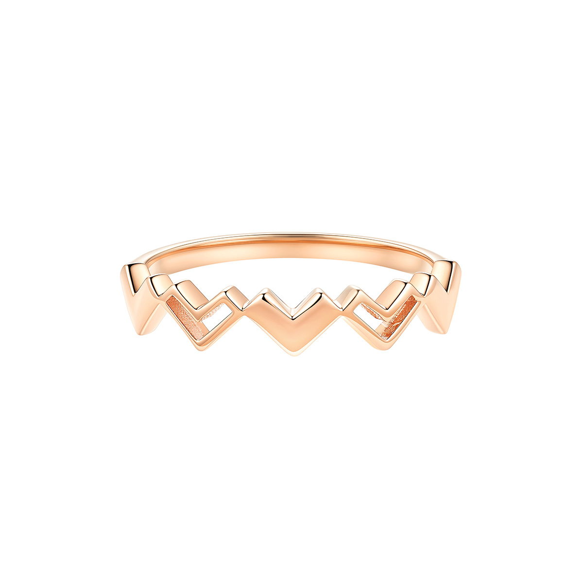 六福珠寶18K金戒指 - “折光心跳”18K玫瑰金戒指