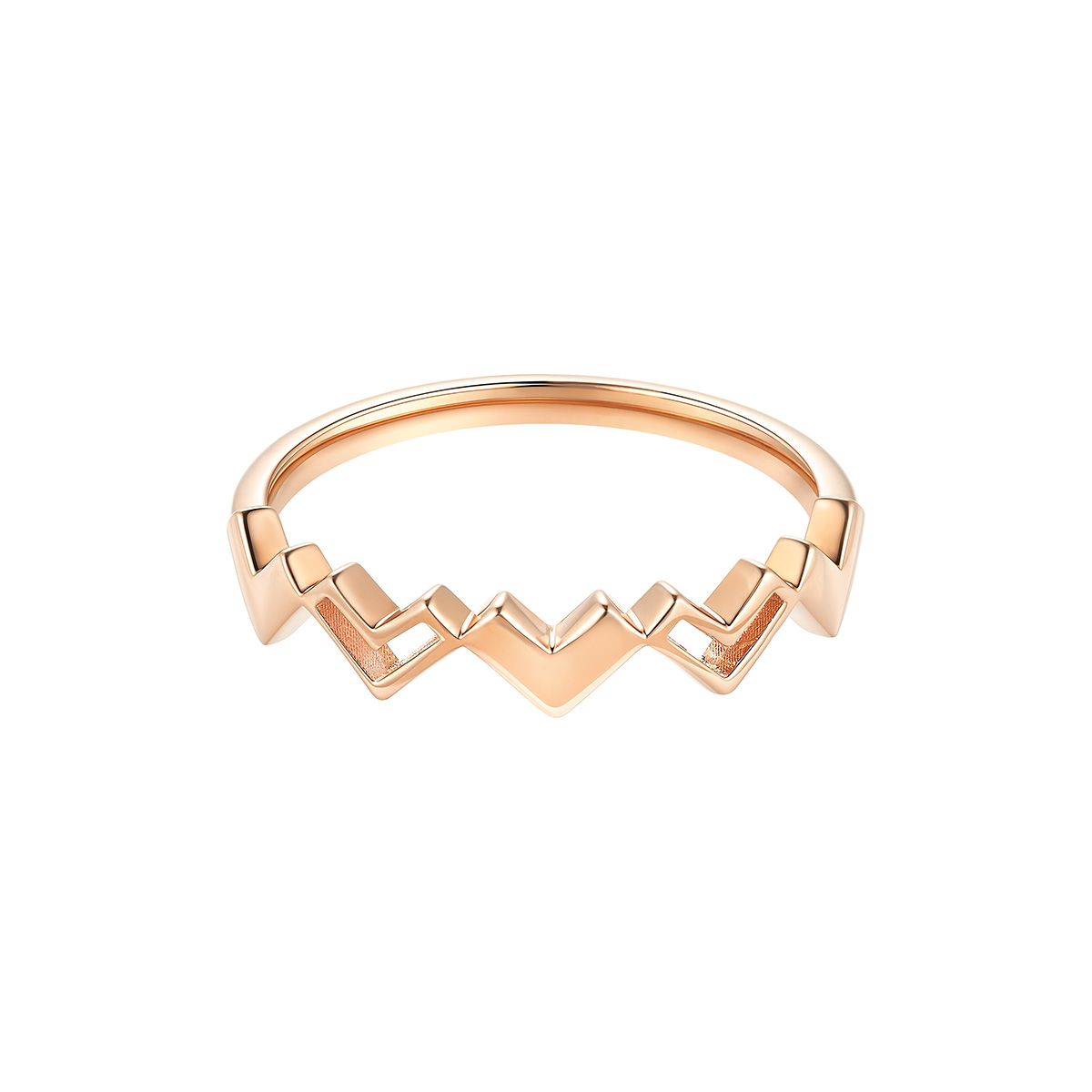 六福珠寶18K金戒指 - “折光心跳”18K玫瑰金戒指