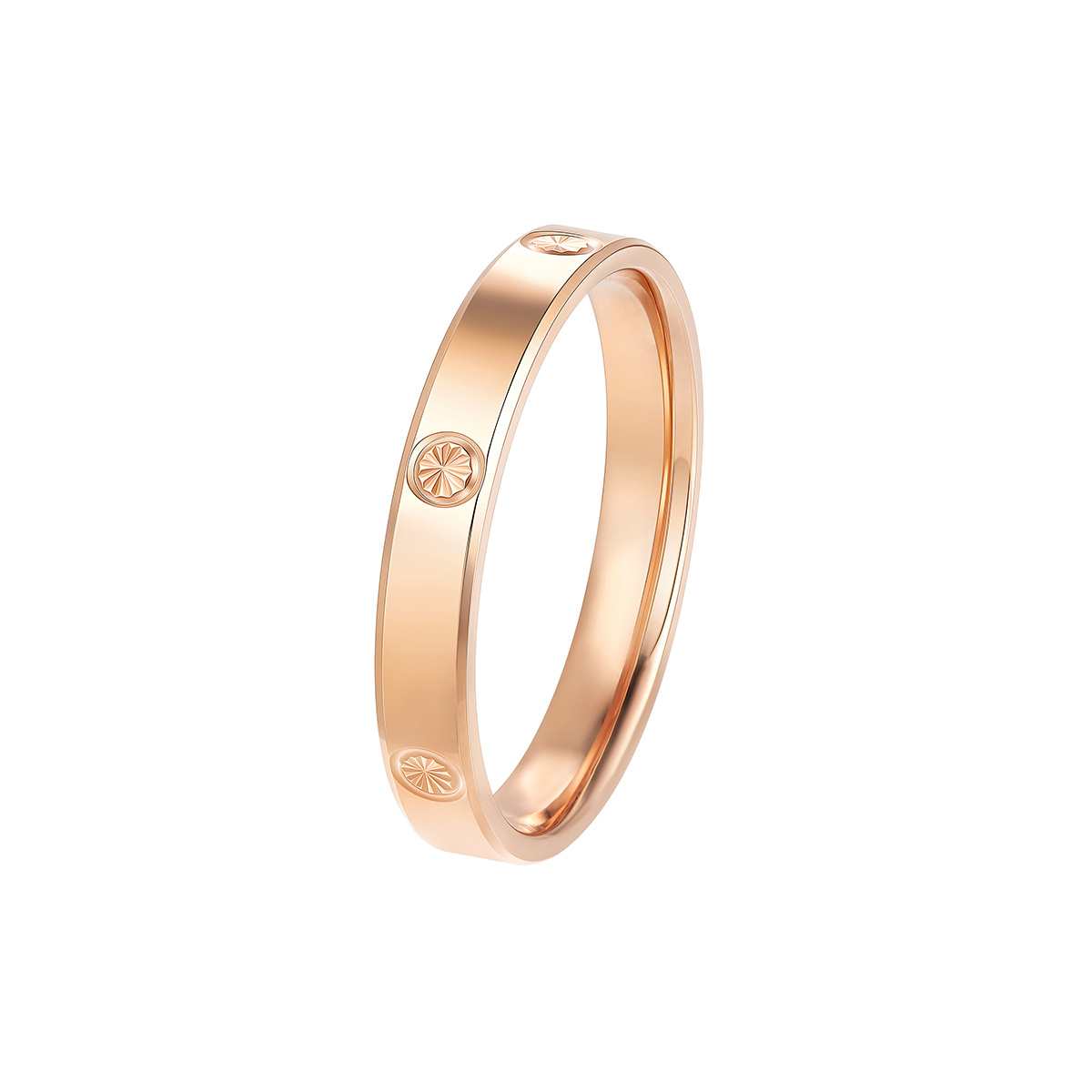 六福珠寶18K金戒指 - “星芒”18K玫瑰金戒指