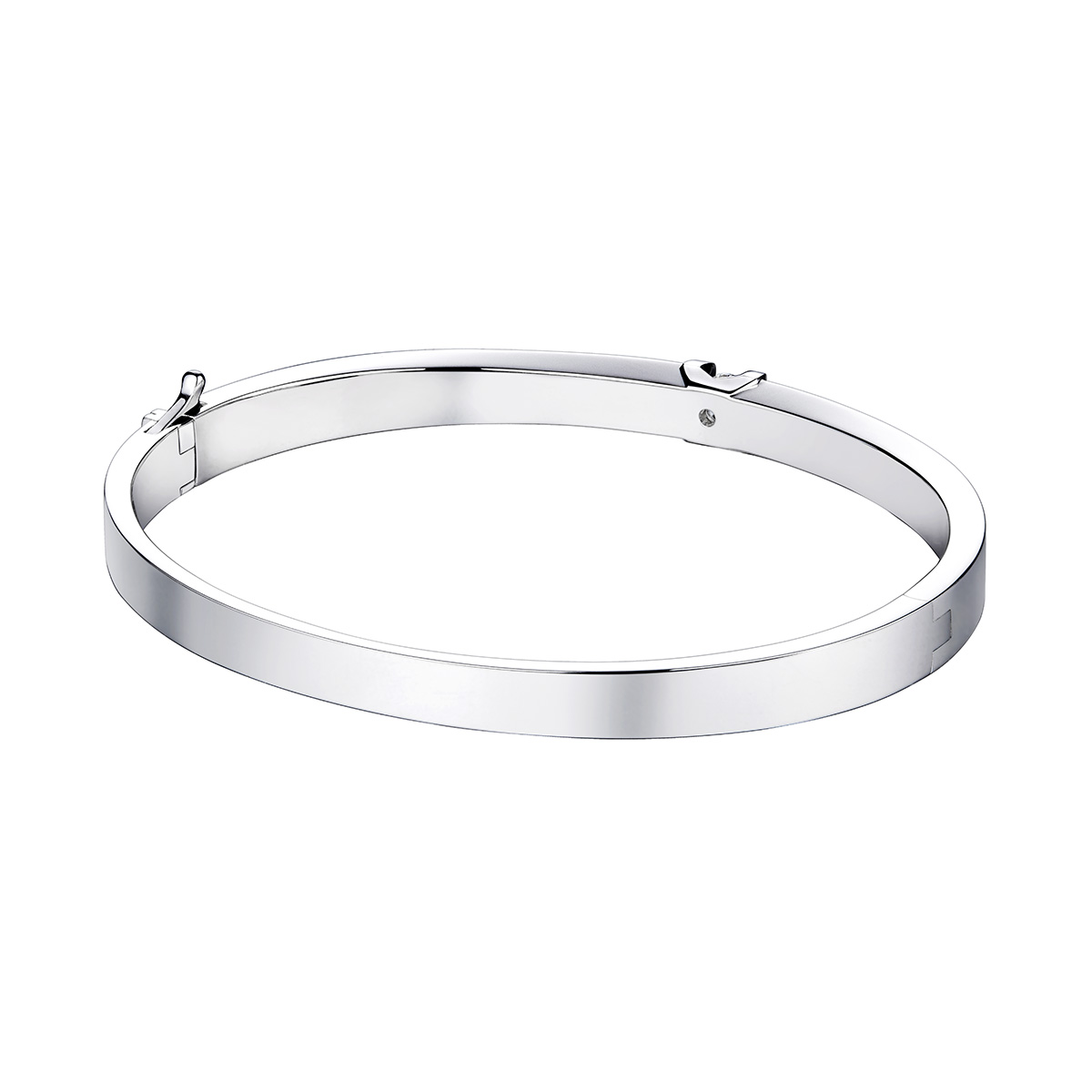 六福珠寶18K金手鐲 - “Hexicon”18K金(白色)鑽石手鐲(平直)