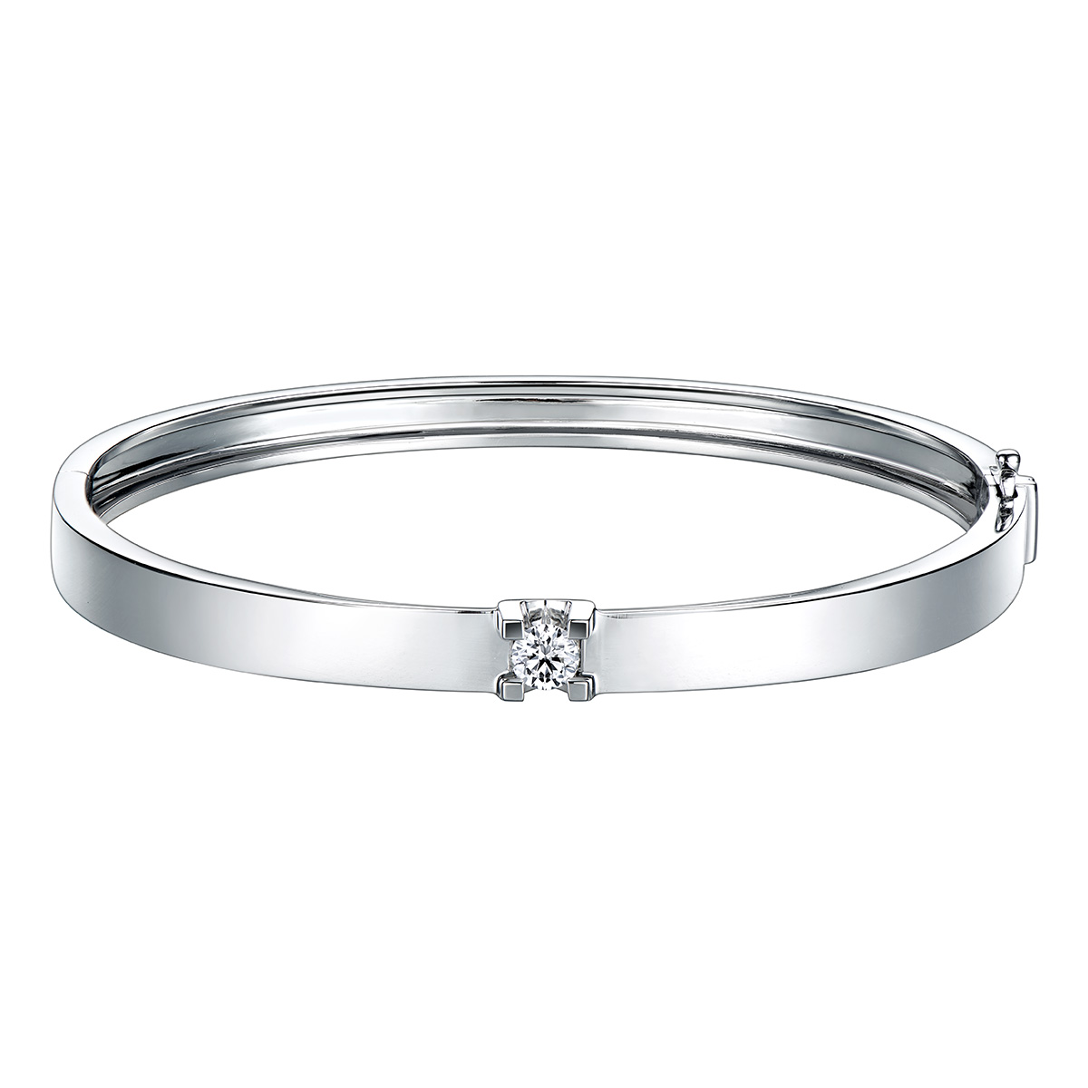 $t('六福珠寶')18K金手鐲 - “Hexicon”18K金(白色)鑽石手鐲(平直)