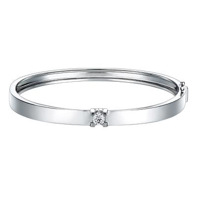 六福珠寶18K金手鐲 - “Hexicon”18K金(白色)鑽石手鐲(平直)