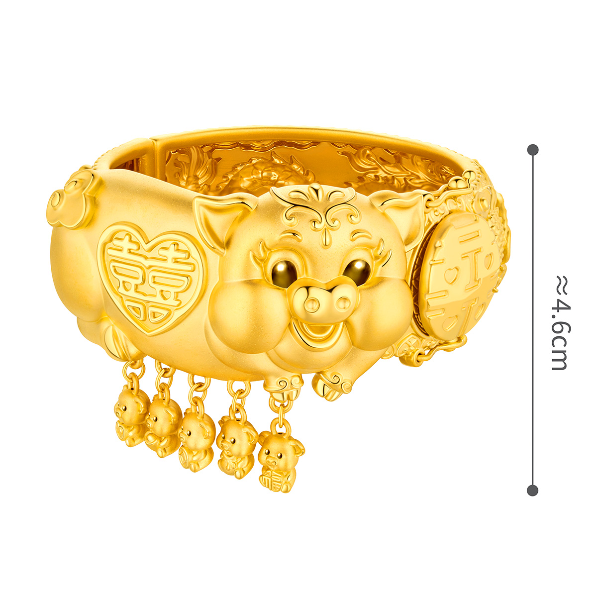 六福珠寶黃金手鐲 - “囍事連連”999.9黃金手鐲