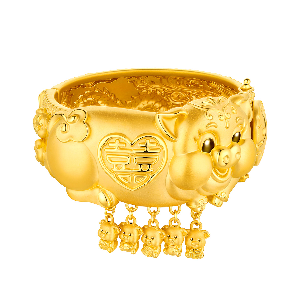 六福珠寶黃金手鐲 - “囍事連連”999.9黃金手鐲