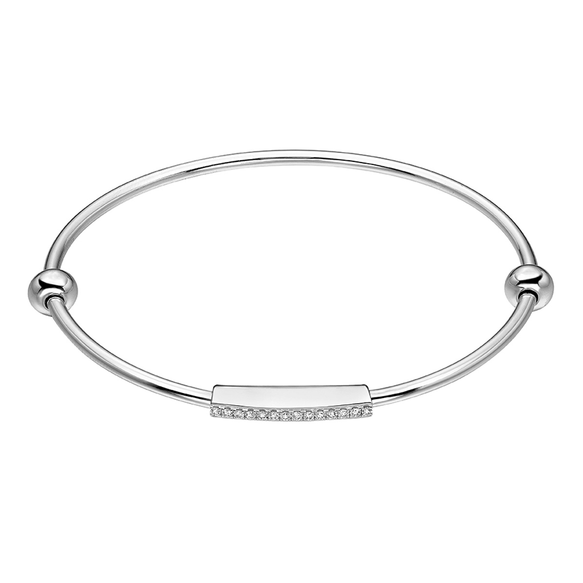 六福珠寶18K金手鐲 - "簡約"18K金(白色)鑽石手鐲