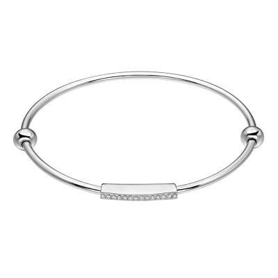 六福珠寶18K金手鐲 - "簡約"18K金(白色)鑽石手鐲