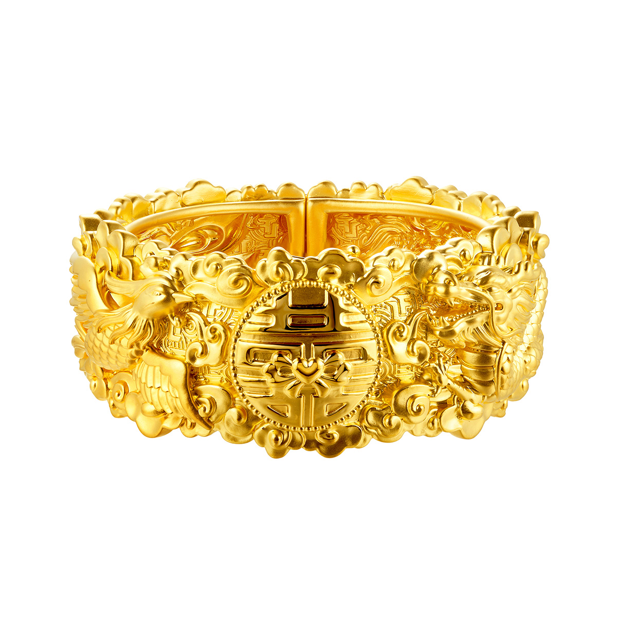六福珠寶黃金手鐲 - "囍事連連"999.9黃金手鐲