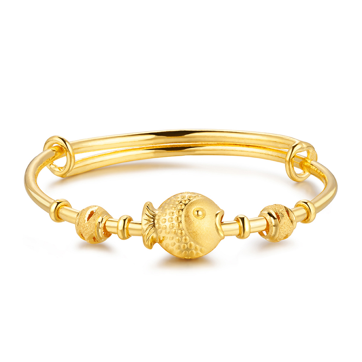 六福珠寶黃金手鐲 - "如魚得水"999.9黃金寶寶手鐲