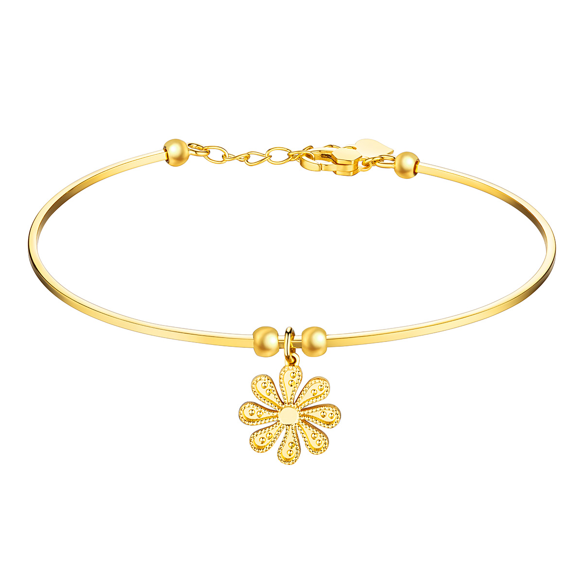 六福珠寶黃金手鐲 - "小雛菊"990黃金手鐲
