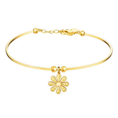 六福珠寶黃金手鐲 - "小雛菊"990黃金手鐲