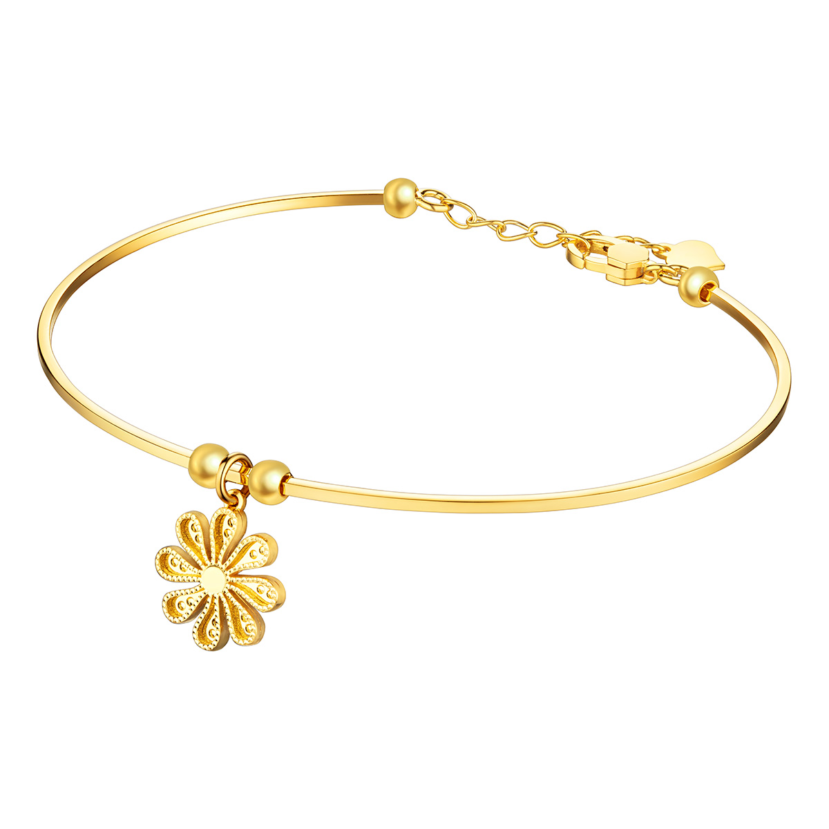 六福珠寶黃金手鐲 - "小雛菊"990黃金手鐲