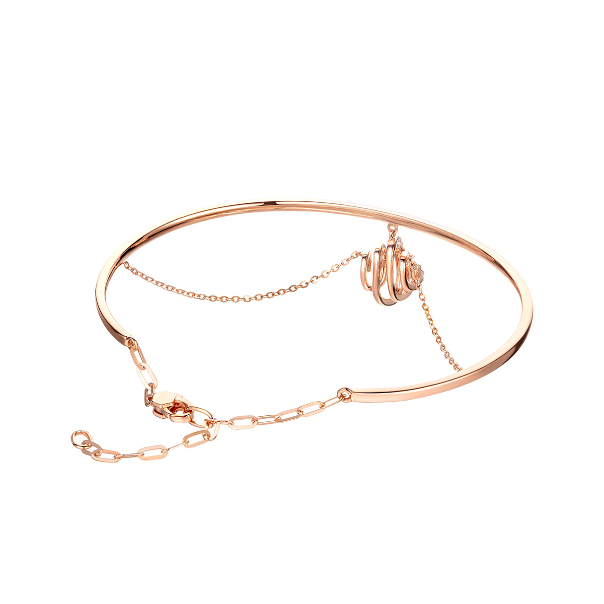 六福珠寶18K金手鐲 - "旋鑽"18K玫瑰金鑽石手鐲