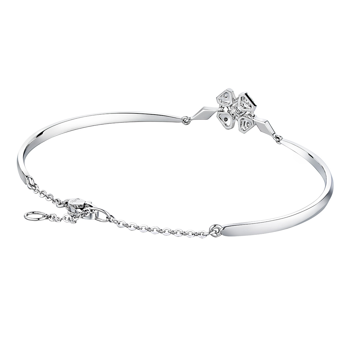 六福珠寶18K金手鐲 - “獨特”18K金(白色)鑽石手鐲