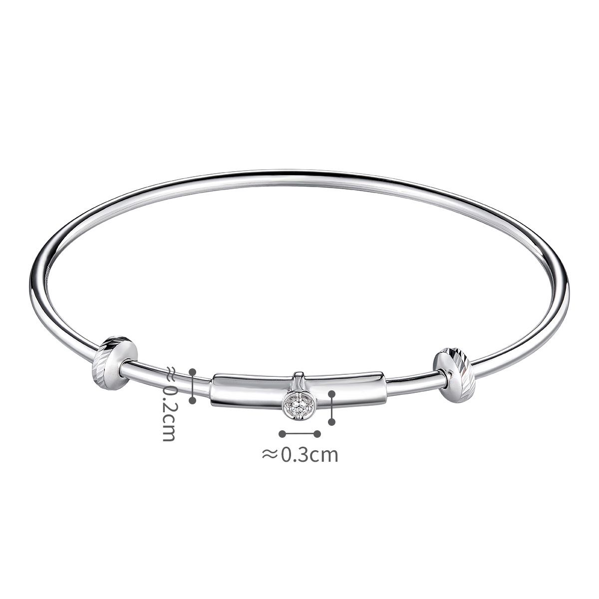 六福珠寶18K金手鐲 - "Dear Q"18K金(白色)鑽石手鐲