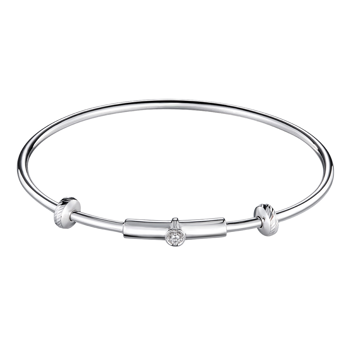 $t('六福珠寶')18K金手鐲 - "Dear Q"18K金(白色)鑽石手鐲