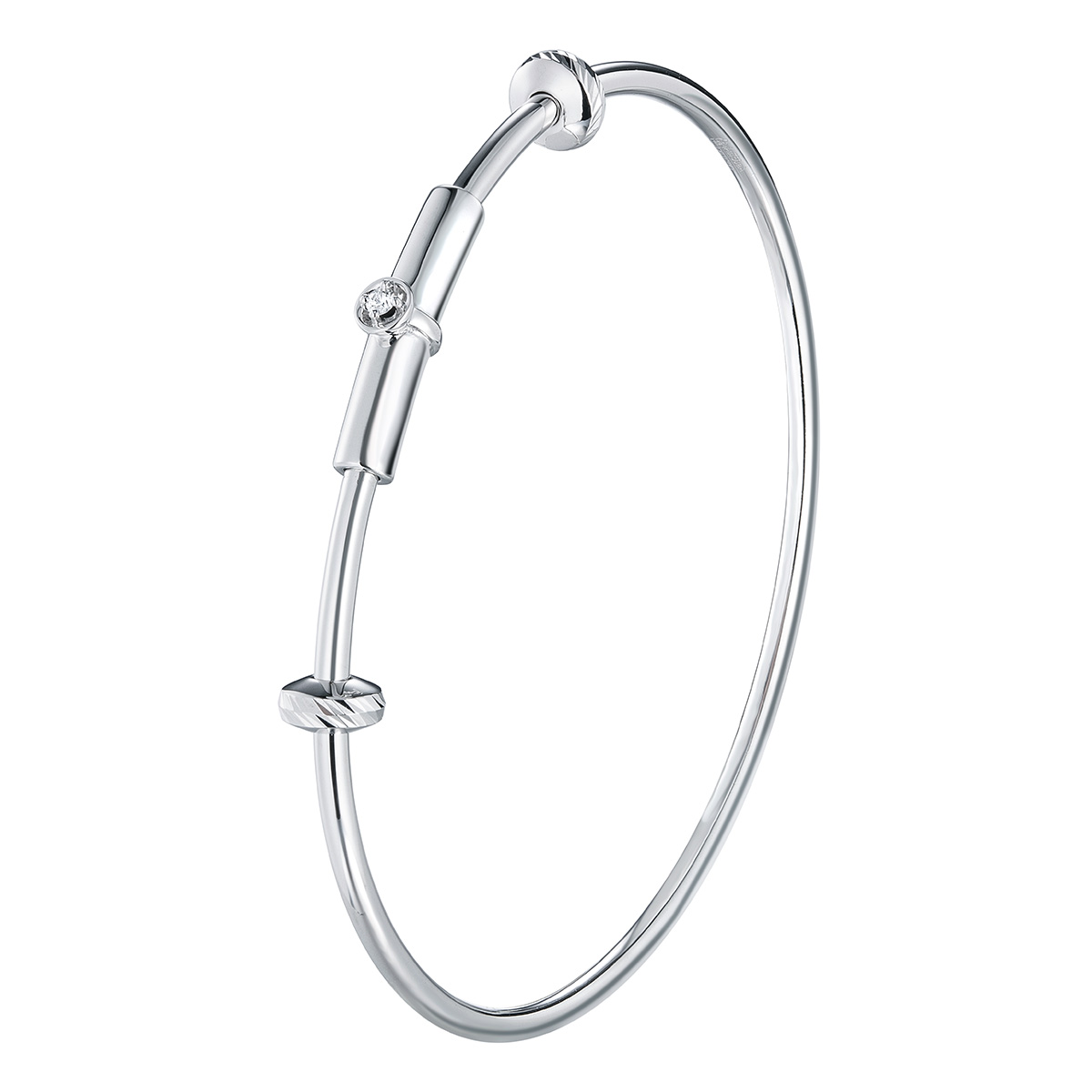 六福珠寶18K金手鐲 - "Dear Q"18K金(白色)鑽石手鐲