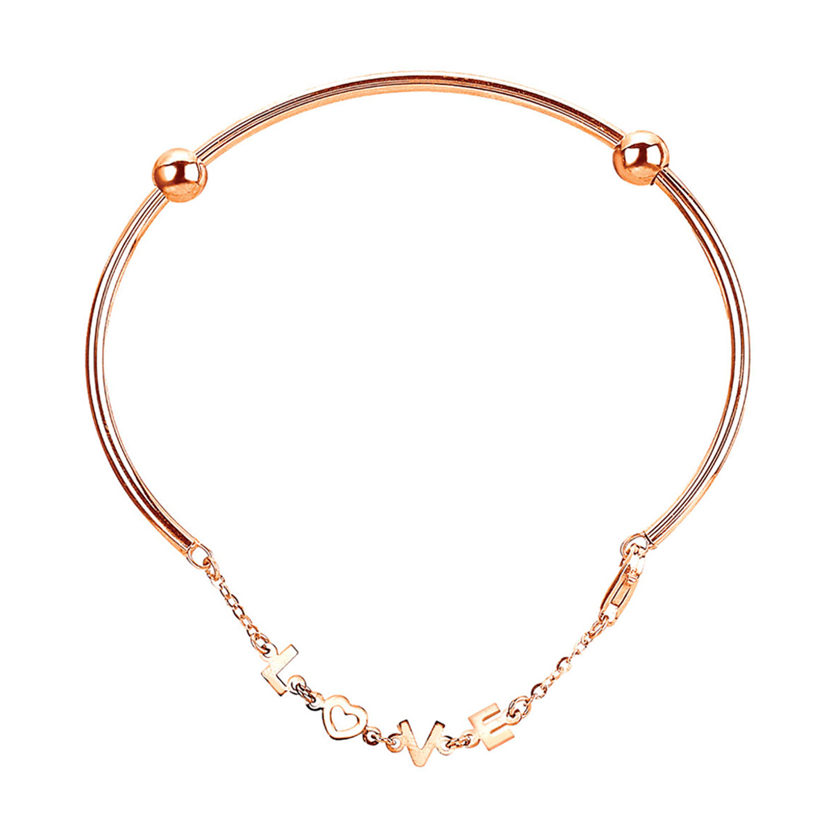 六福珠寶18K金手鐲 - "LOVE"18K玫瑰金手鐲
