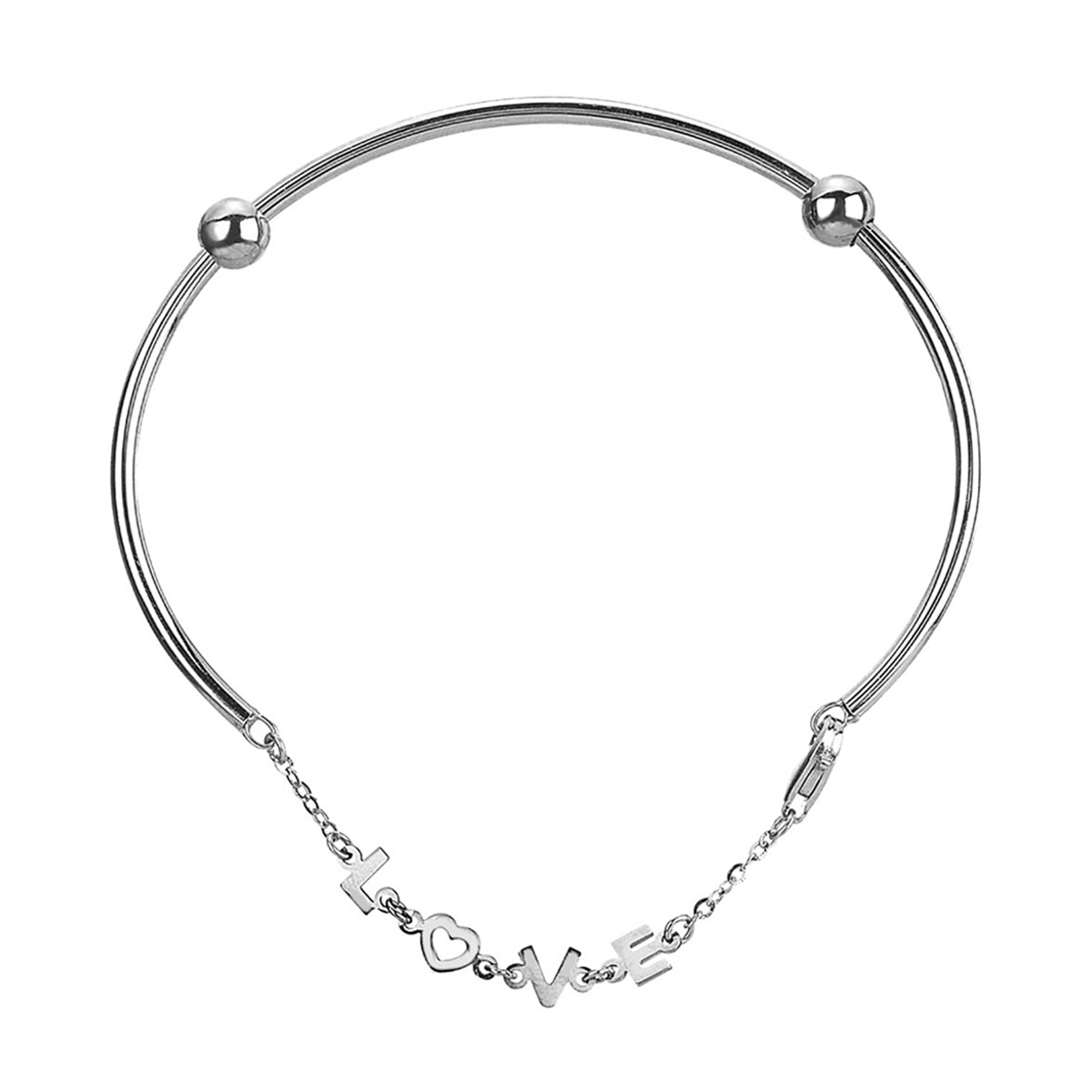 六福珠寶18K金手鐲 - "LOVE"18K金(白色)手鐲