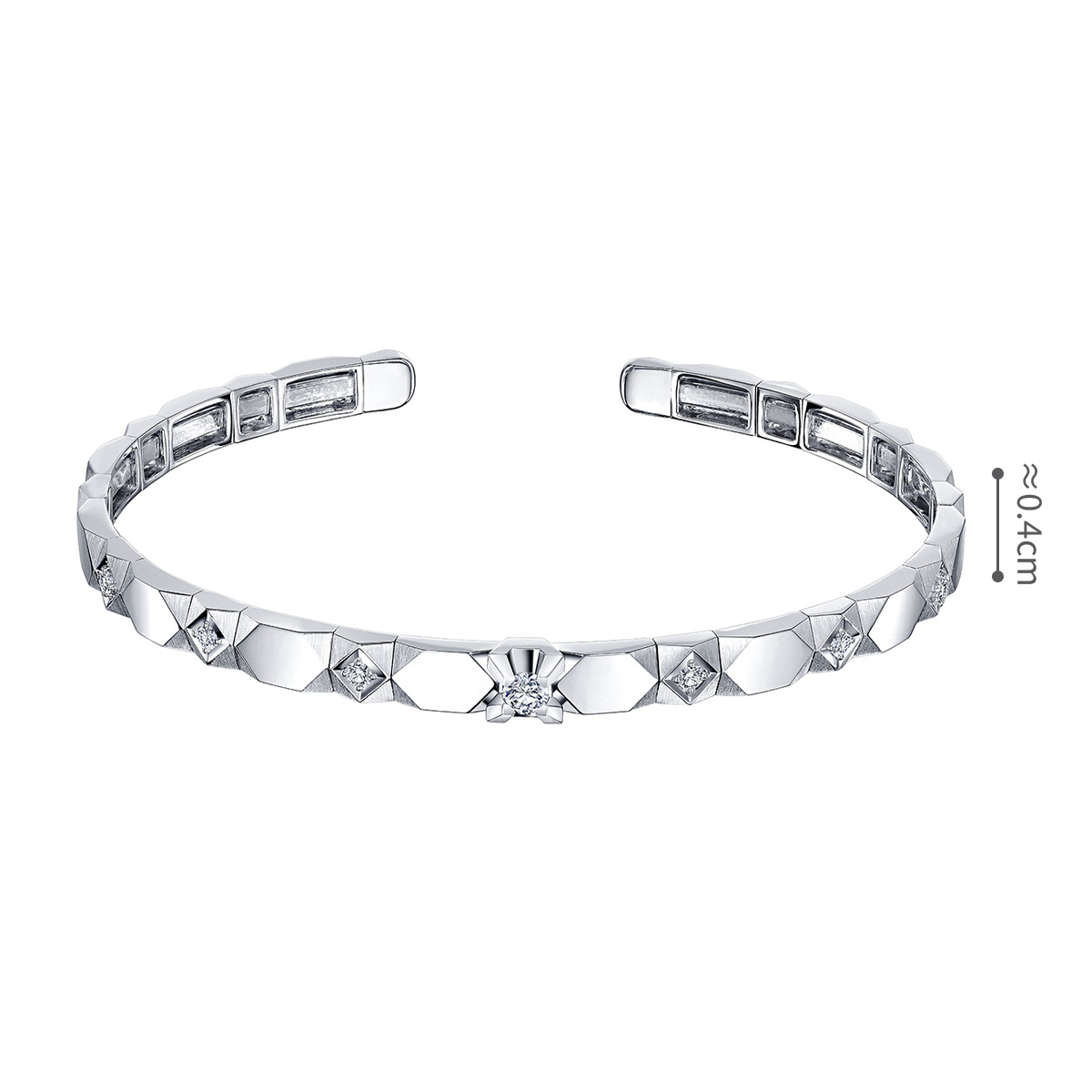 六福珠寶18K金手鐲 - “璀璨軌跡”18K金(白色)鑽石手鐲