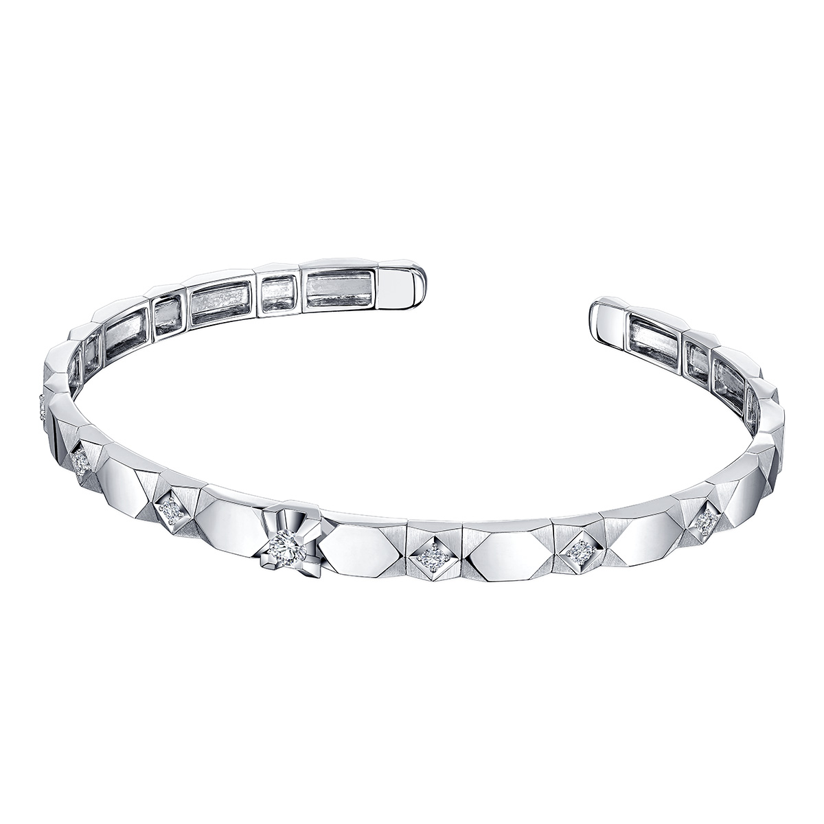六福珠寶18K金手鐲 - “璀璨軌跡”18K金(白色)鑽石手鐲
