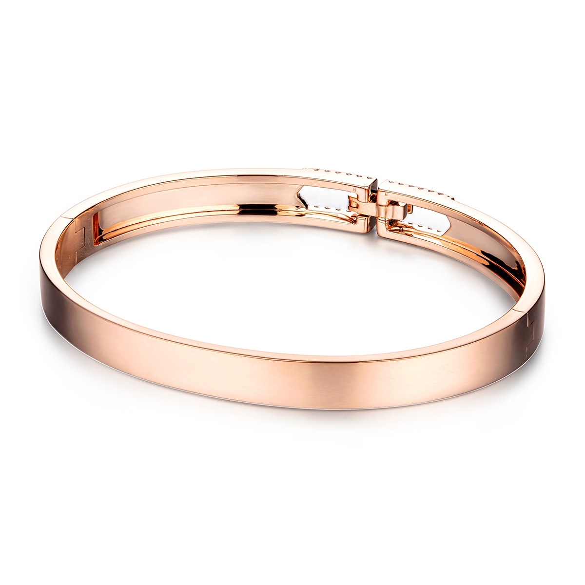 六福珠寶18K金手鐲 - “相扣”18K玫瑰金鑽石手鐲