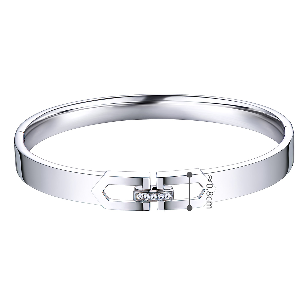 六福珠寶18K金手鐲 - “相扣”18K金(白色)鑽石手鐲(男款)