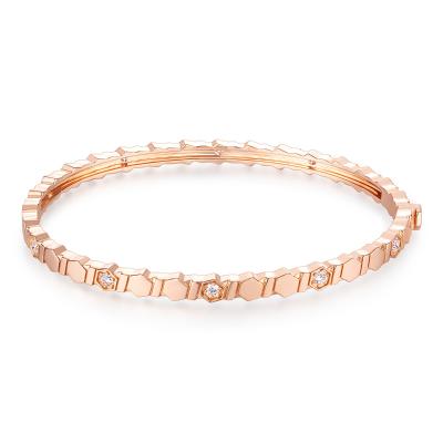 六福珠寶18K金手鐲 - “Hexicon”18K玫瑰金六角形鑽石手鐲