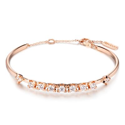 六福珠寶18K金手鐲 - “長久永恆”18K玫瑰金鑽石手鐲