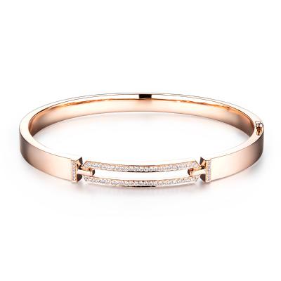 六福珠寶18K金手鐲 - “鏤空六角形”18K玫瑰金鑽石手鐲