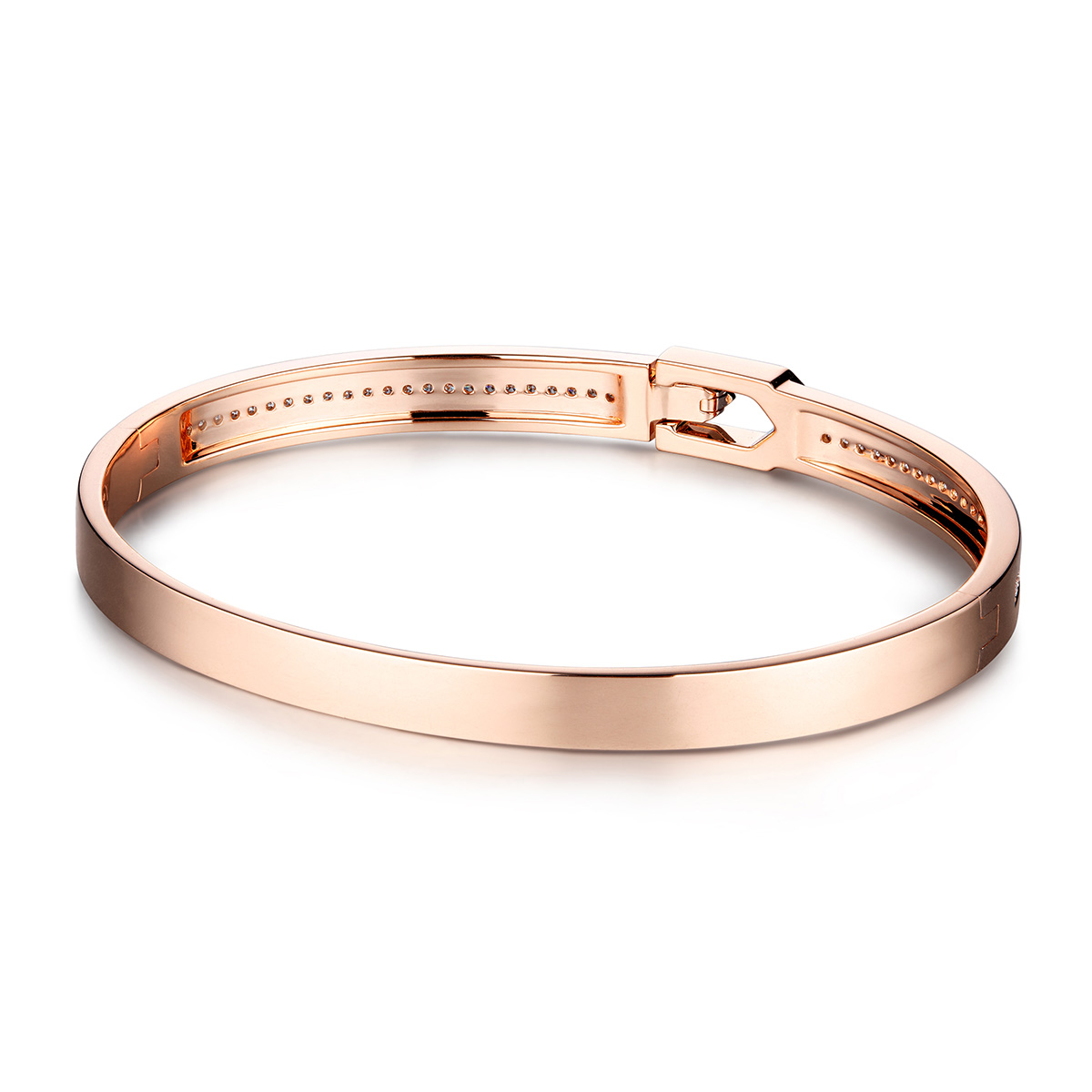 六福珠寶18K金手鐲 - “時尚皮帶”18K玫瑰金鑽石手鐲