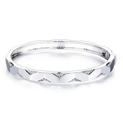 六福珠寶18K金手鐲 - “Hexicon”18K金(白色)鑽石手鐲