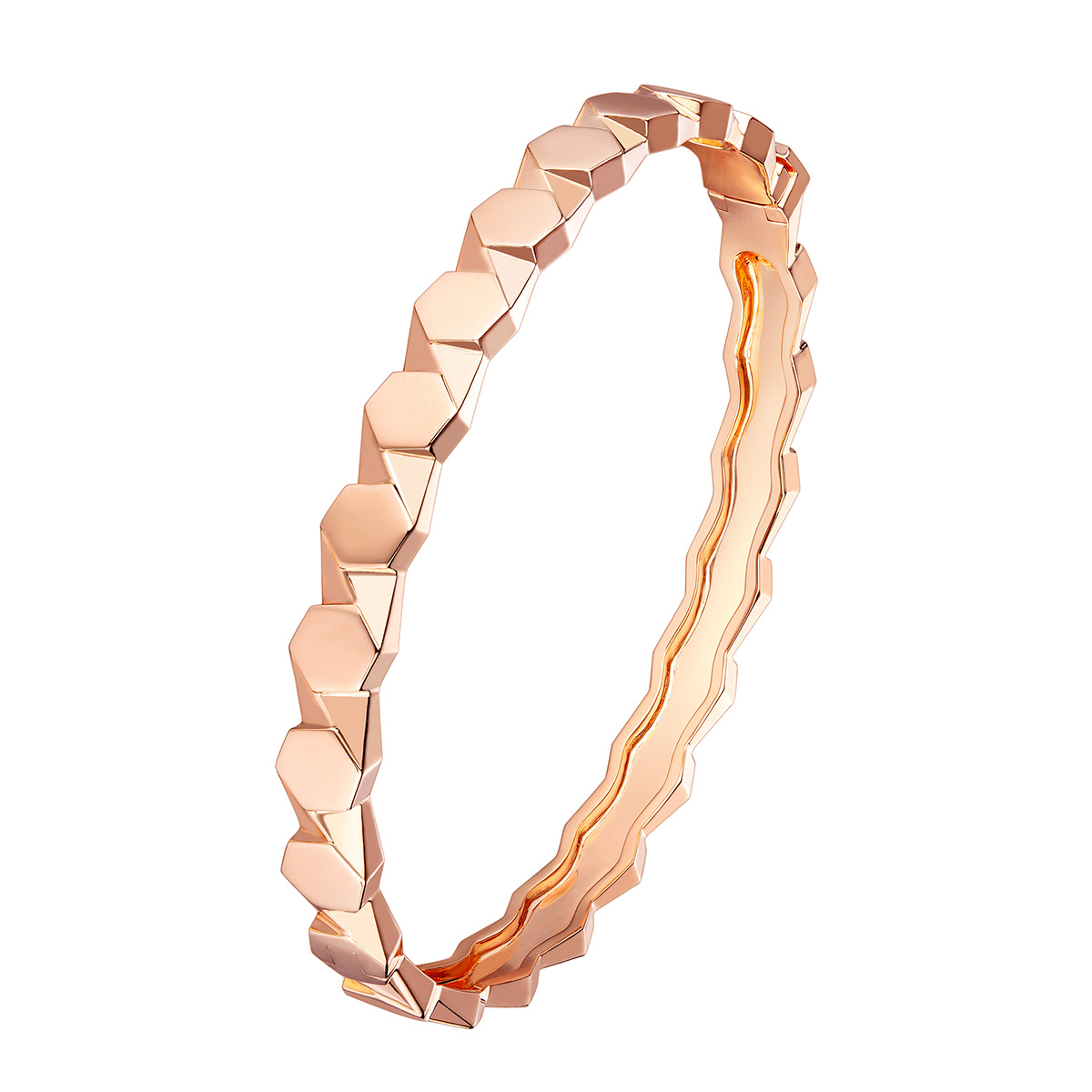六福珠寶18K金手鐲 - "Hexicon"六邊形18K玫瑰金手鐲(女款)