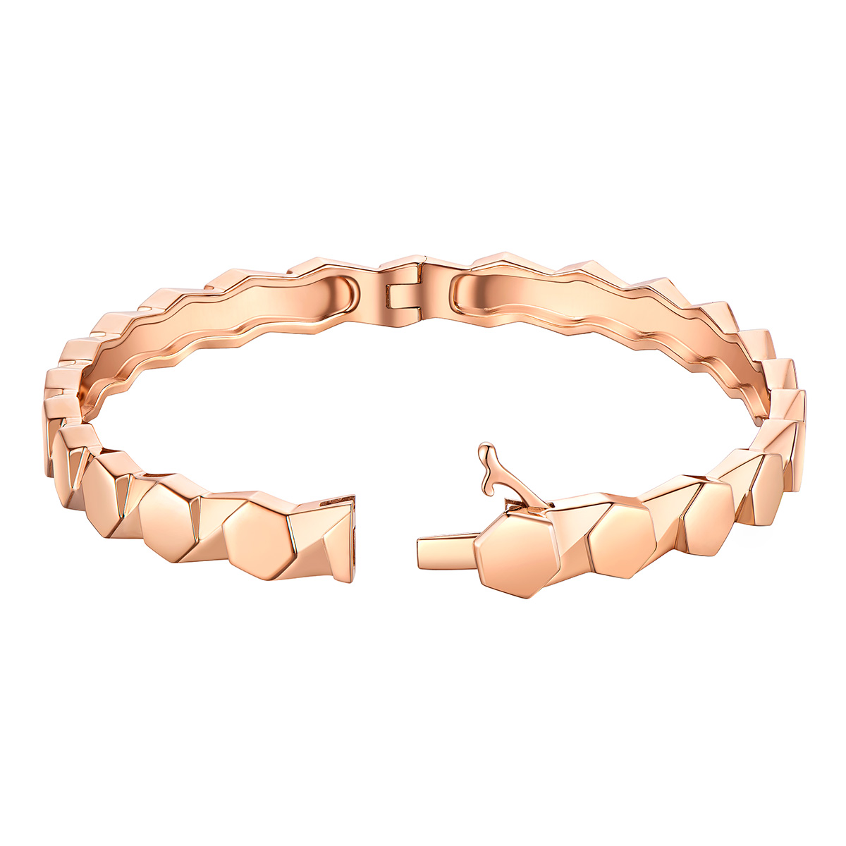 六福珠寶18K金手鐲 - "Hexicon"六邊形18K玫瑰金手鐲(女款)