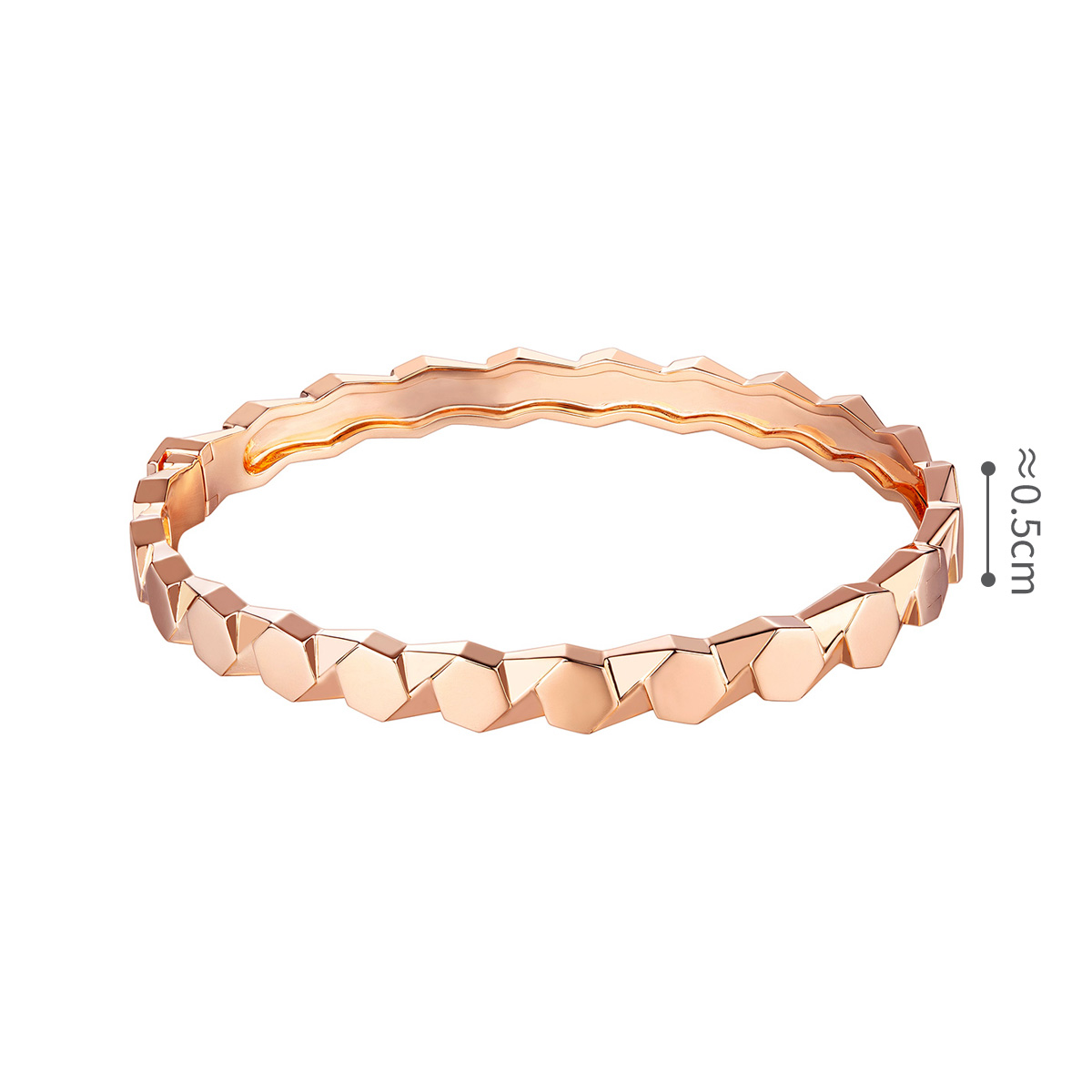 六福珠寶18K金手鐲 - "Hexicon"六邊形18K玫瑰金手鐲(女款)
