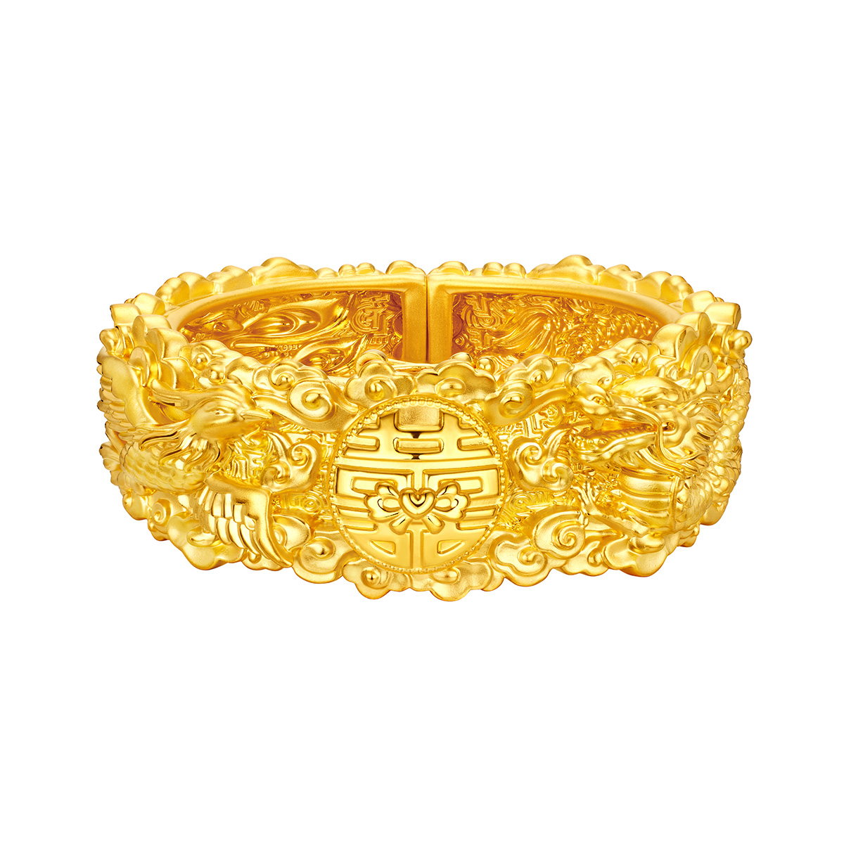 六福珠寶黃金手鐲 - “囍事連連”999.9黃金手鐲