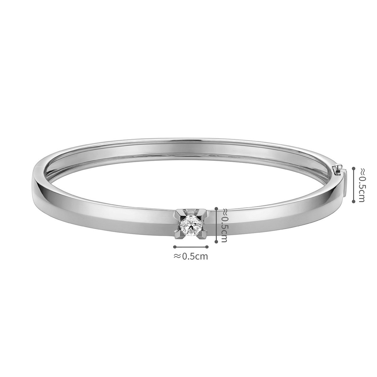 六福珠寶18K金手鐲 - “Hexicon”18K金(白色)鑽石手鐲(劍脊)