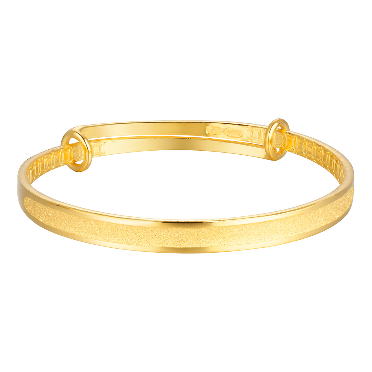 六福珠寶黃金手鐲 - "招財銅錢圖案"999.9黃金寶寶手鐲