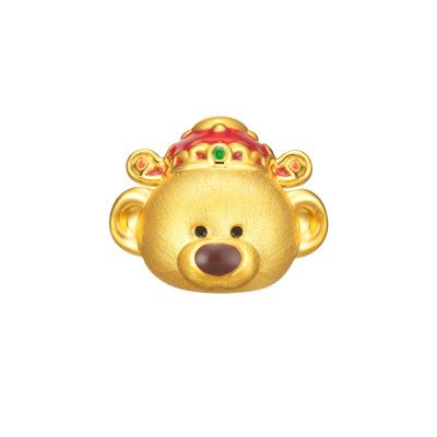 六福珠寶黃金串飾 - “萌熊財神”999足金鎏彩串飾