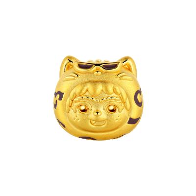 六福珠寶黃金串飾 - “福豹”999足金鎏彩串飾連手繩