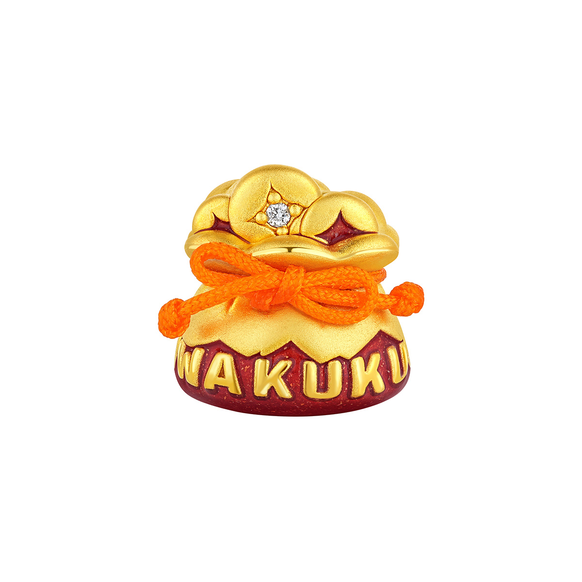 六福珠寶黃金串飾 - “財富袋”999足金鎏彩串飾連手繩