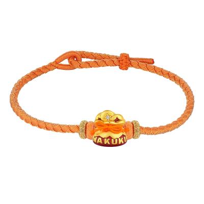 六福珠寶黃金串飾 - “財富袋”999足金鎏彩串飾連手繩