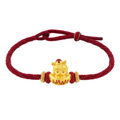 六福珠寶黃金串飾 - “驚喜元寶”999足金鎏彩串飾連手繩