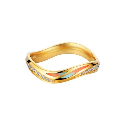 六福珠寶undefined - "驚鴻洛羽"999足金鑽石戒指