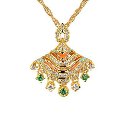 六福珠寶黃金頸鏈 - "流光舞韻"999足金鑽石頸鏈