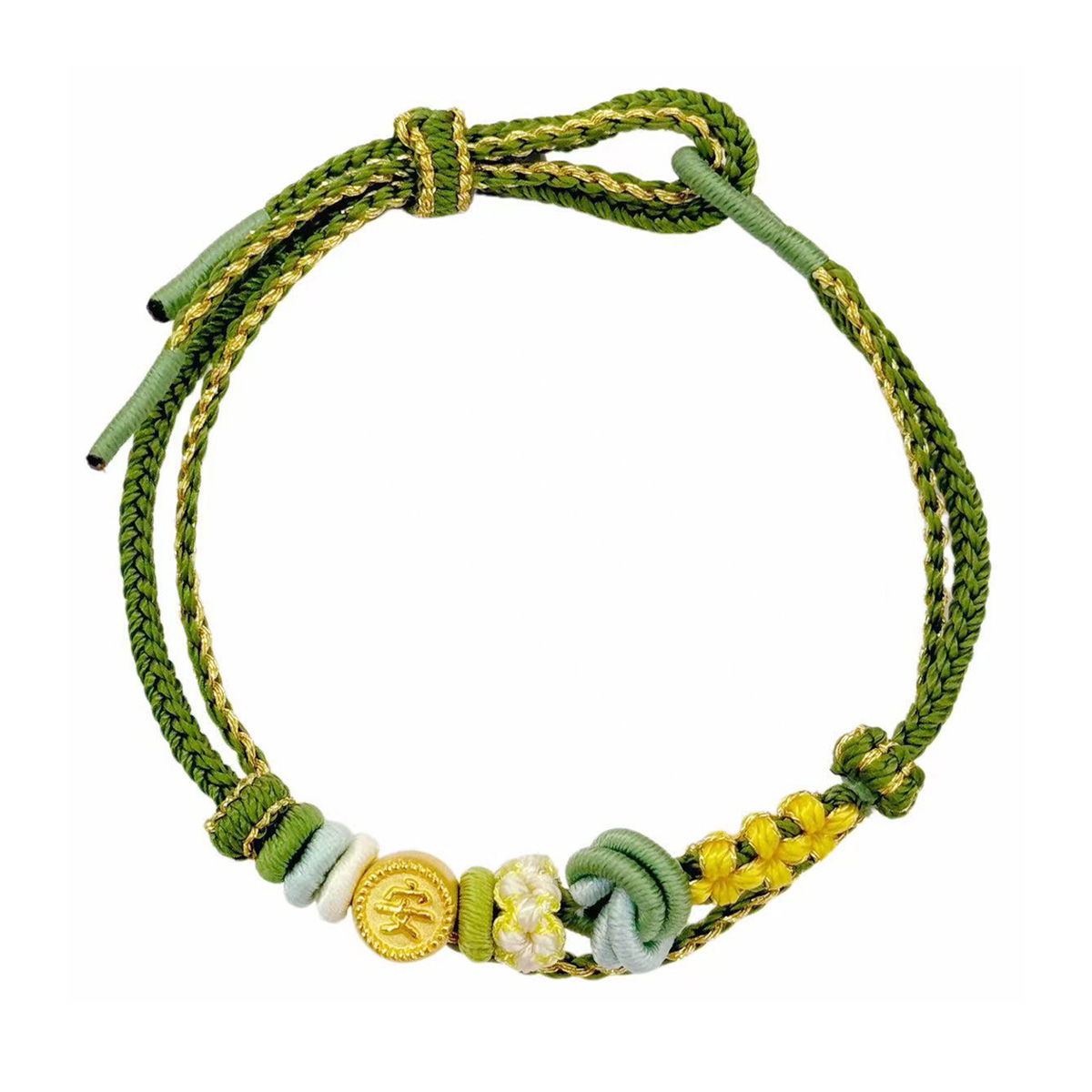 $t('六福珠寶')黃金串飾 - “安”999足金串飾連手繩