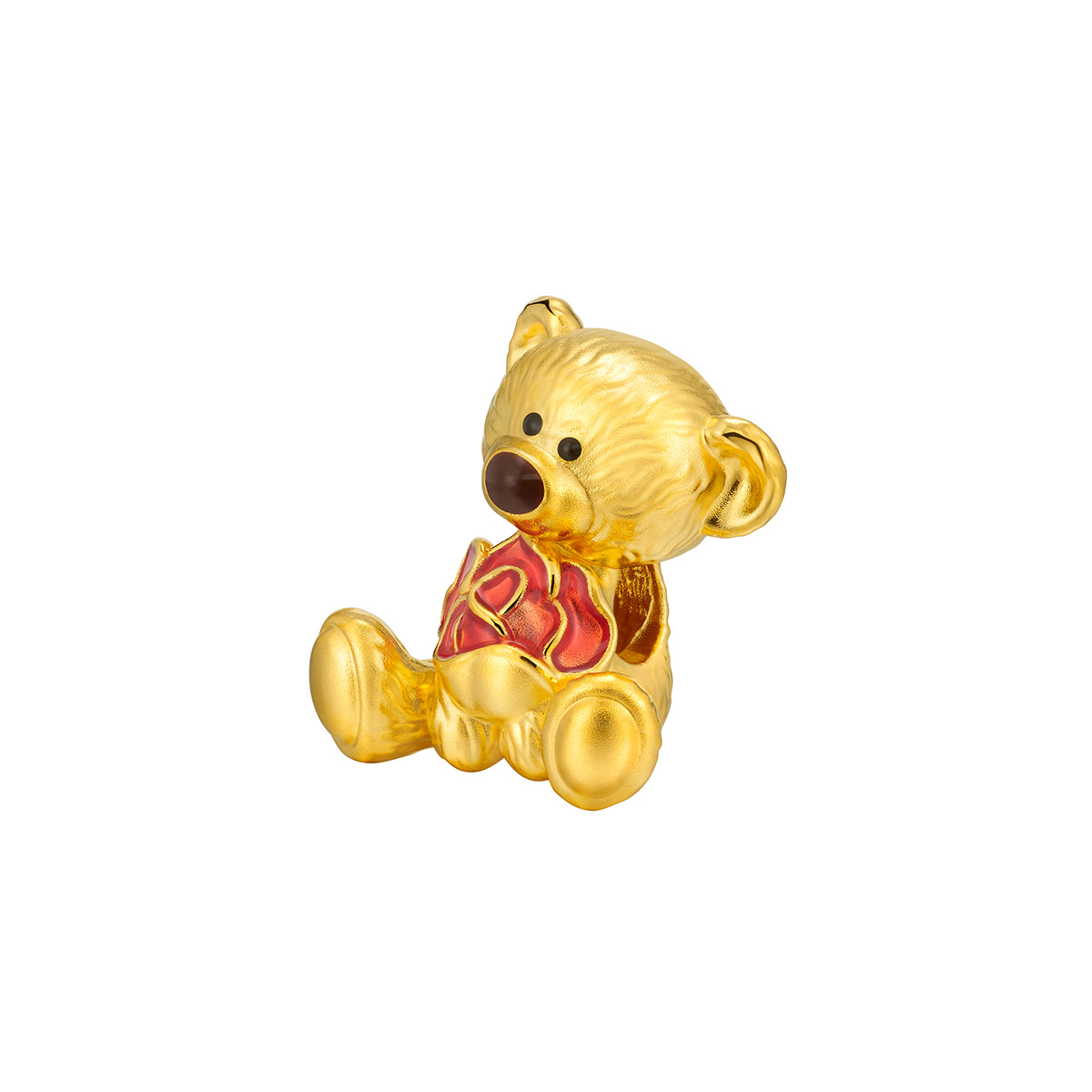 六福珠寶黃金串飾 - “玫瑰萌熊”999足金鎏彩串飾