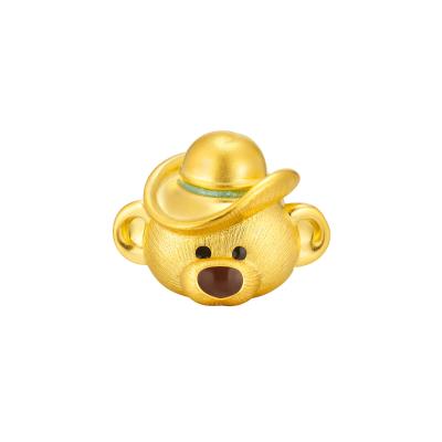 六福珠寶黃金串飾 - “牛仔萌熊”999足金鎏彩串飾